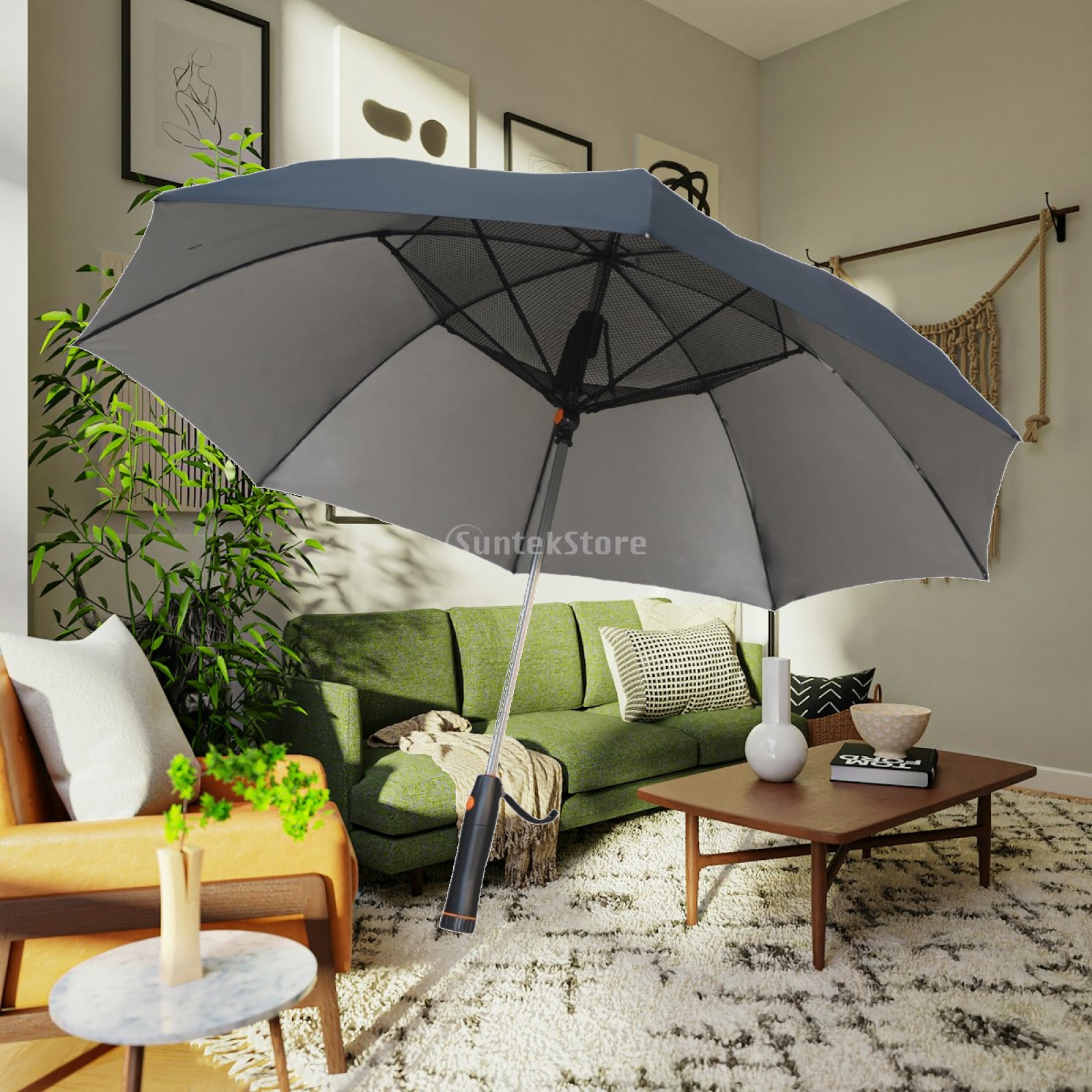 Outdoor Sports Umbrella - Paraplu met ingebouwde ventilator, reisparaplu, compact,