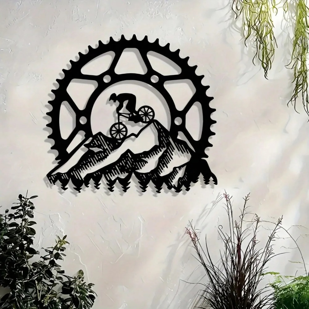 Outdoor Sport Gear - Vintage metalen wandkunst voor mountainbiker landschap